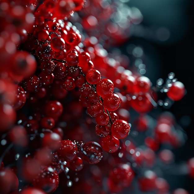 Een close-up van een struik bedekt met water en rode bessen takken Generatieve AI