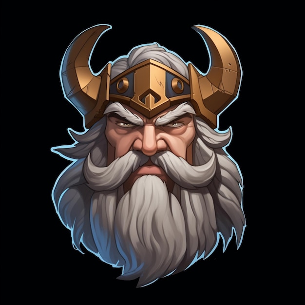 Een close up van een tekenfilm Viking met een baard en een helm generatieve ai