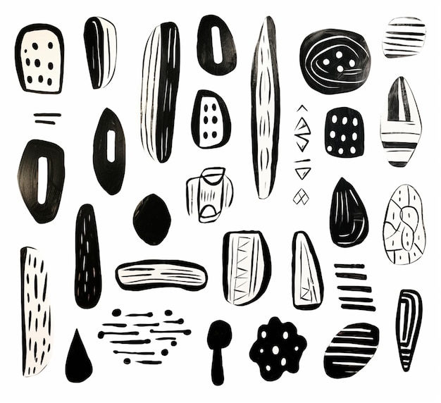 Een close-up van een tekening van een groep objecten generatieve ai