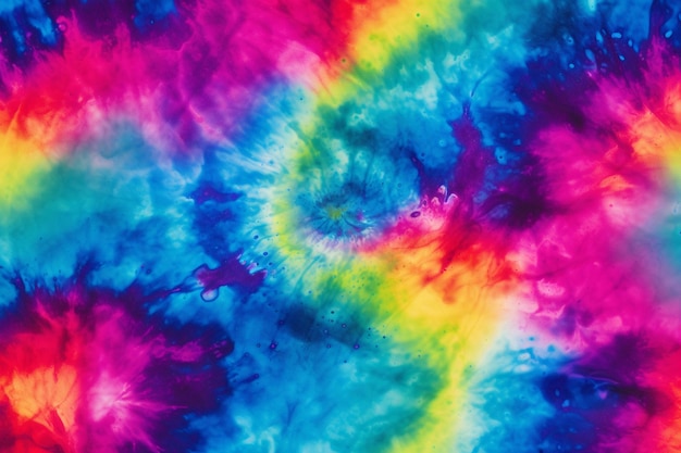 Een close-up van een tie dye achtergrond met een kleurrijk ontwerp