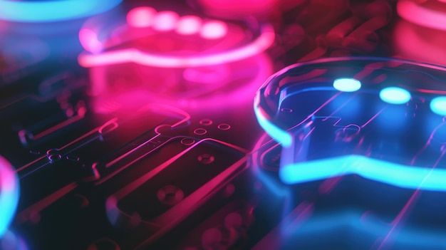 Foto een close-up van een toetsenbord met neonlichten perfect voor technologische conceptontwerpen