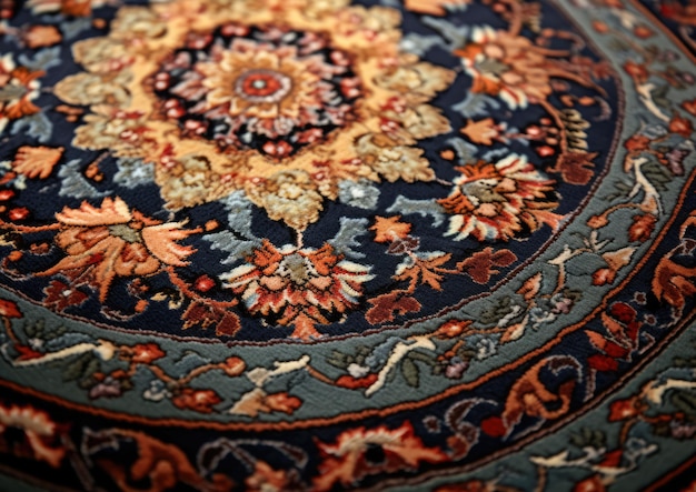 Een close-up van een traditioneel Perzisch tapijtontwerp