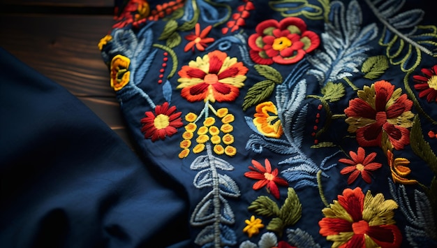 Een close-up van een traditionele Hongaarse geborduurde blouse