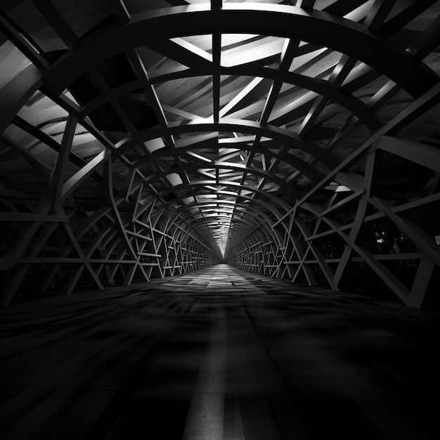 Een close up van een treinspoor met een tunnel in het midden generatieve ai