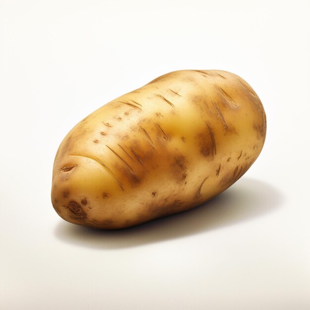 Een close-up van een verse aardappel geïsoleerd op een witte achtergrond