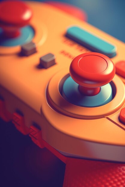 Foto een close-up van een videogamecontroller met een generatieve ai met een rode knop