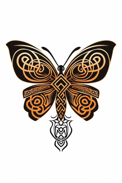 Foto een close-up van een vlinder met een keltisch ontwerp erop generatieve ai