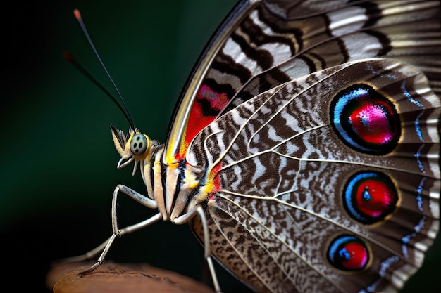 Een close-up van een vlinder met open vleugels Generatieve Ai