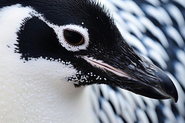 een close-up van een vogel met een witte vlek op zijn gezicht