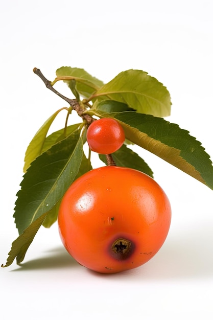 Een close-up van een vrucht met een rode bes erop
