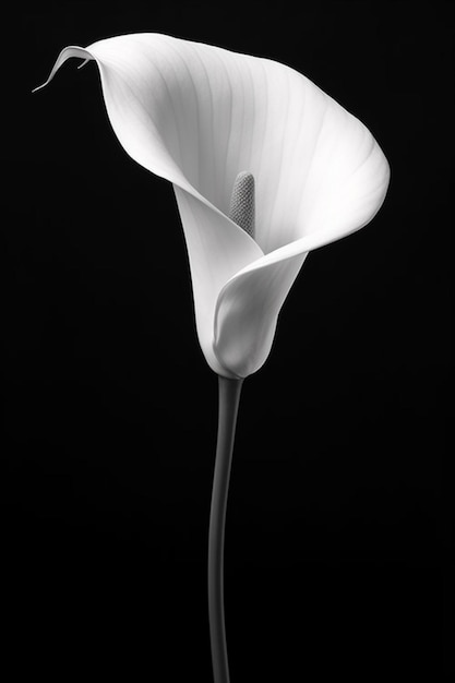 Foto een close-up van een witte bloem op een zwarte achtergrond generatieve ai