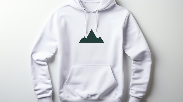 Een close-up van een witte hoodie met een groene driehoek erop generatieve ai