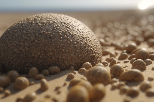 Een close-up van een zand met waterdruppels erop