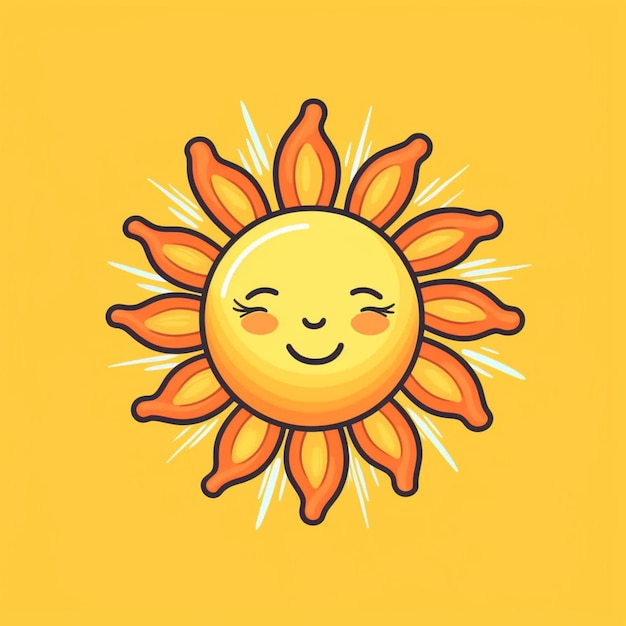 Een close-up van een zon met een glimlachend gezicht op een gele achtergrond generatieve ai