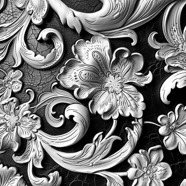 een close-up van een zwart-wit foto van een decoratief ontwerp generatieve ai