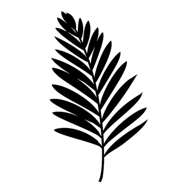 een close-up van een zwart-wit palmblad op een witte achtergrond generatieve ai