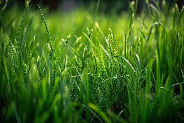 Een close-up van gras waar de zon op schijnt