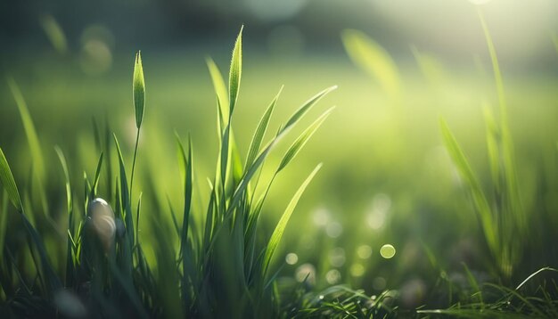 Een close-up van gras waar de zon op schijnt