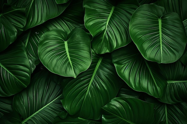 een close-up van groene bananenbladeren