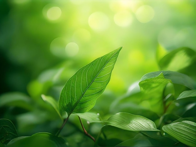 Foto een close-up van groene bladeren met de zon die er doorheen schijnt