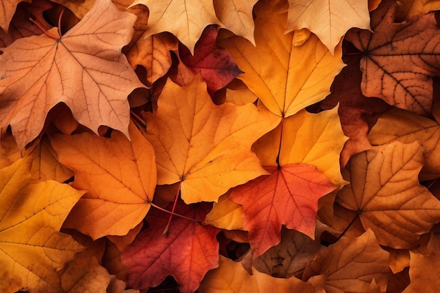 Een close-up van herfstbladeren.