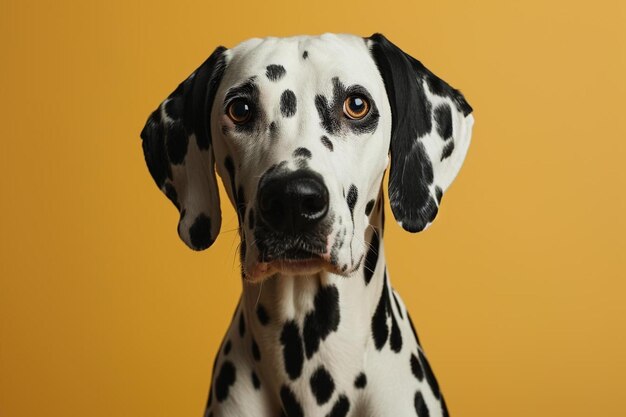 een close-up van het gezicht van een Dalmatische hond
