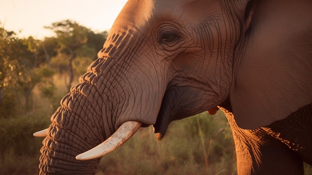 Een close-up van het gezicht van een olifant