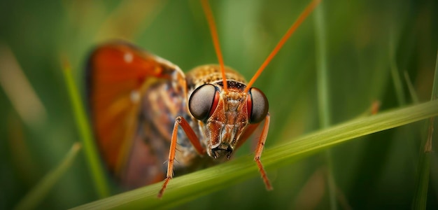 Een close-up van het gezicht van een vlinder