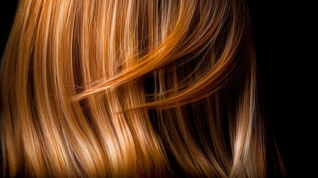 Een close-up van het haar van een vrouw met rood haar