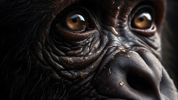 Een close-up van het oog van een gorilla