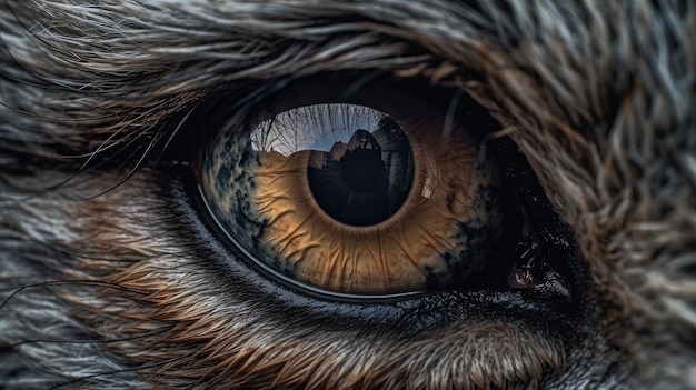 Een close-up van het oog van een hond