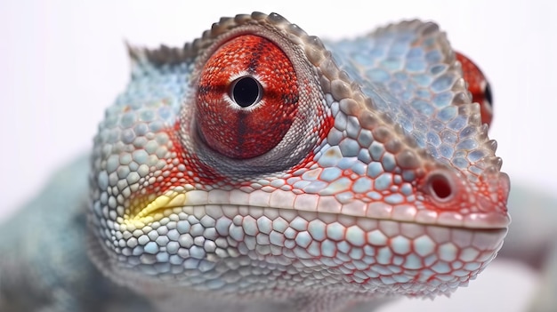 Een close-up van het oog van een kameleon