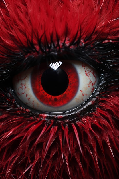 Foto een close-up van het oog van een rood wezen