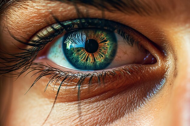 Foto een close-up van het oog van een vrouw met groene iris