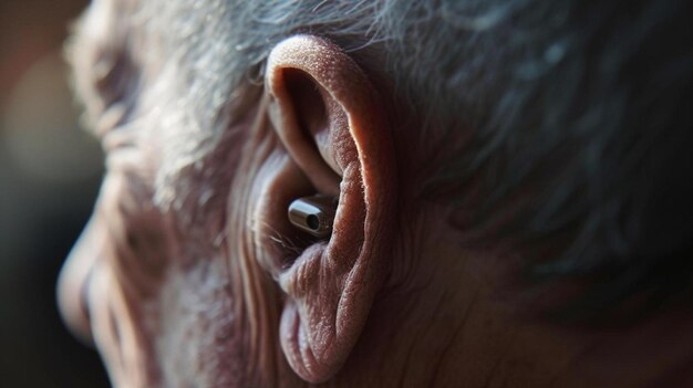 Foto een close-up van het oor en het oor van een persoon