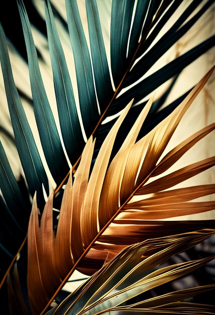 Een close-up van palmboom met groene blad generatieve ai