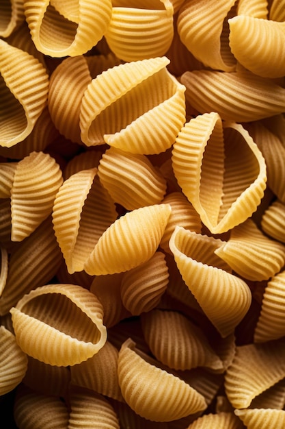 Een close up van pasta schelpen