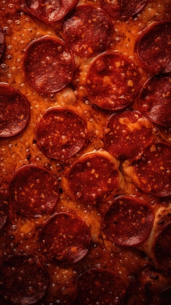 Een close up van pepperoni pizza