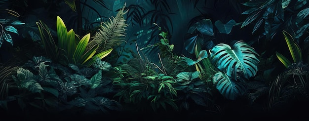 een close-up van planten in de stijl van een mysterieuze jungle