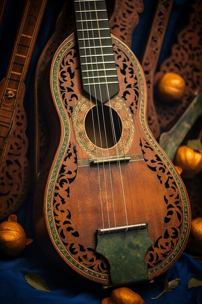 Foto een close-up van traditionele ierse muziekinstrumenten