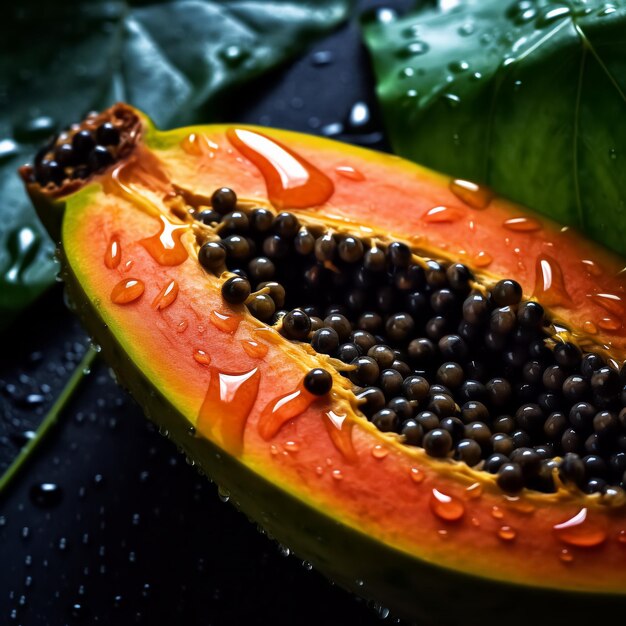 Een close-up van verse papaya