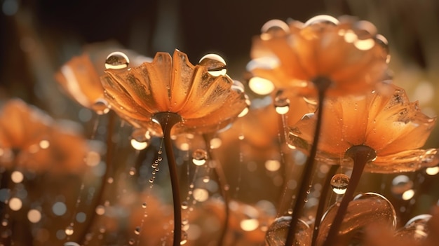 Een close-up van waterdruppels op een bloem