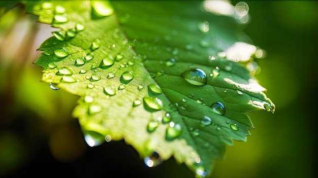 Foto een close-up van waterdruppeltjes op een blad