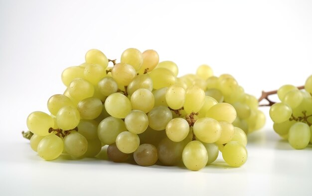 Een close-up witte druif geïsoleerd op een witte achtergrond veganistisch fruit ai gegenereerd