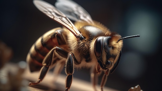 Een close-upfoto van een bij midden in de vlucht Generatieve AI