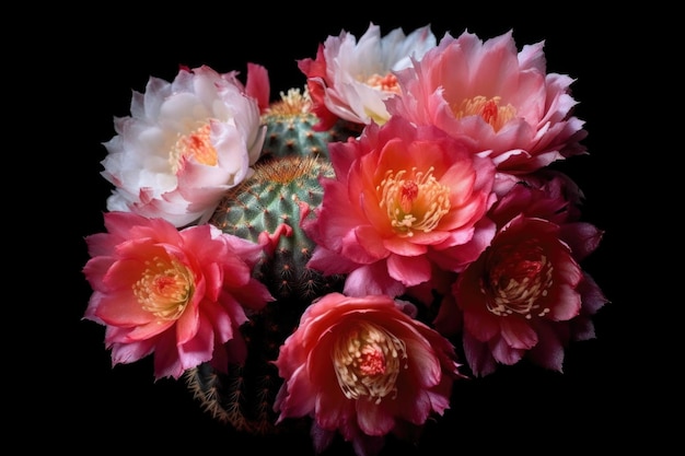 Een cluster van bloeiende cactusbloemen gemaakt met generatieve AI