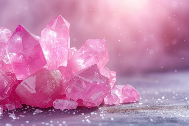 Foto een cluster van roze kristallen generatieve ai