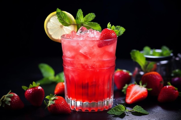 Een cocktail met aardbeien en limoenen