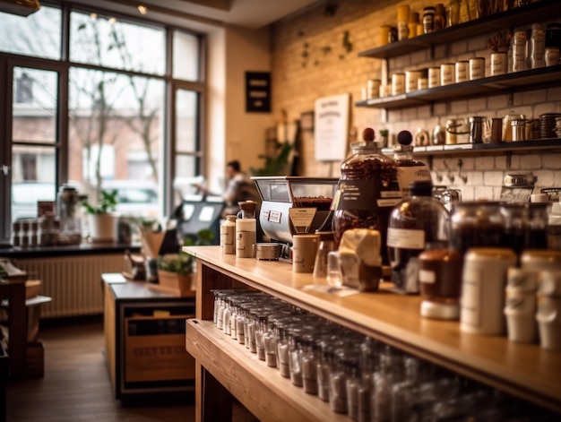 Een coffeeshop met een bordje met 'koffie' erop