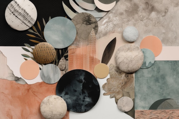 Foto een collage met een mix van texturen, vormen en kleuren gemaakt met generatieve ai